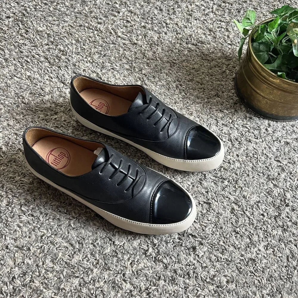 FitFlop Due Lace Up Platform Oxford Womens EU 36 US 5 Black Casual Comfort Shoe